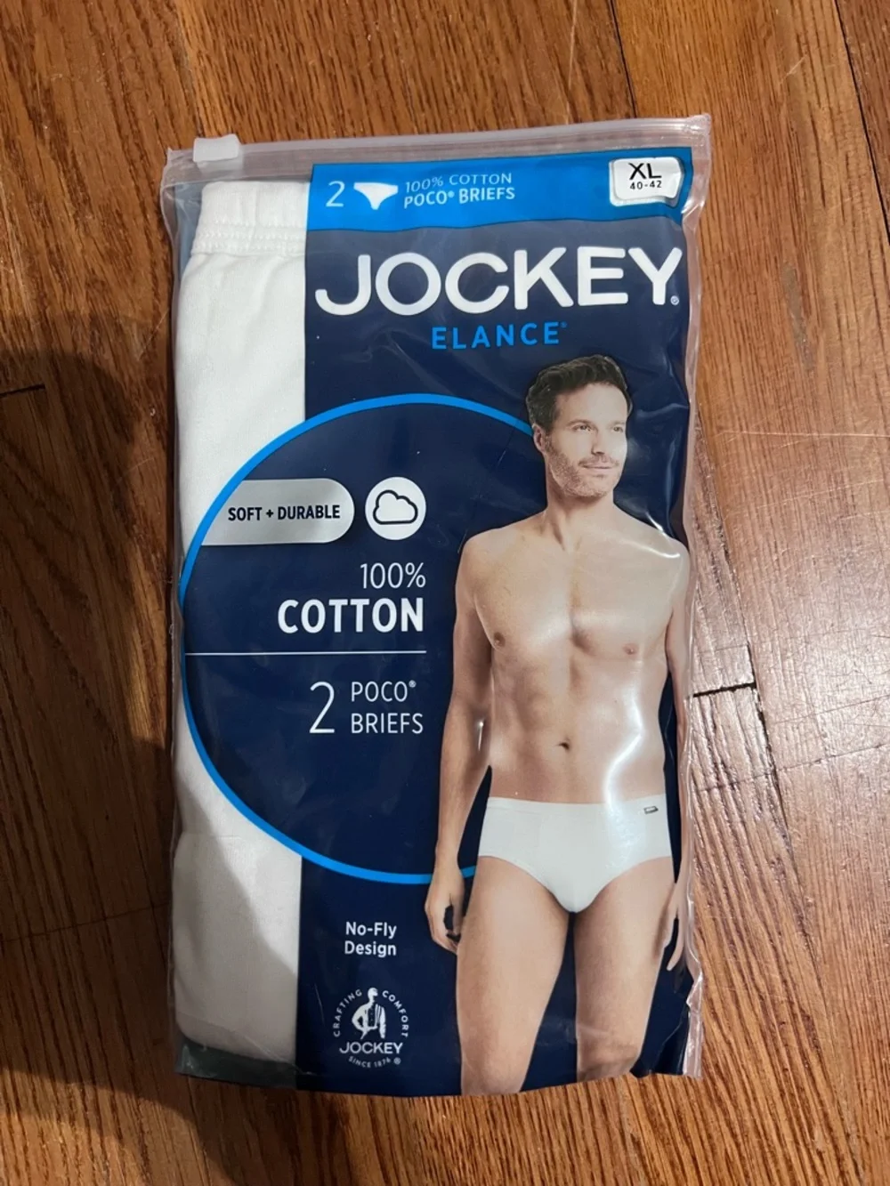 Jockey Elance Men's White Cotton Briefs - 2 Pack